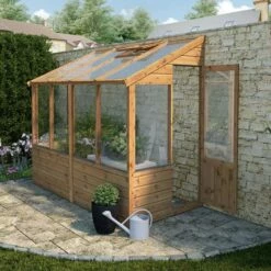 8' X 4' Mercia Shiplap Wooden Lean To Greenhouse (2.4m X 1.3m)