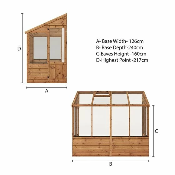 8' X 4' Mercia Shiplap Wooden Lean To Greenhouse (2.4m X 1.3m) 4 8' X 4' Mercia Shiplap Wooden Lean To Greenhouse (2.4m X 1.3m) - Image 2