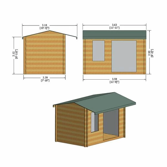 Shire Marlborough 3.6m X 2.4m Log Cabin Summerhouse (28mm) 5 Shire Marlborough 3.6m X 2.4m Log Cabin Summerhouse (28mm) - Image 3