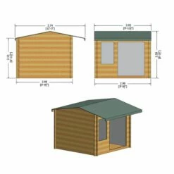Shire Marlborough 3m X 3m Log Cabin Summerhouse (28mm) 23 Shire Marlborough 3m X 3m Log Cabin Summerhouse (28mm) -Garden Supplies Sales Shop 03 marl1010l28 1aa marlborough drawing1 min