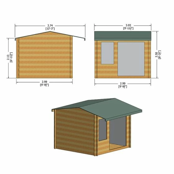 Shire Marlborough 3m X 3m Log Cabin Summerhouse (28mm) 5 Shire Marlborough 3m X 3m Log Cabin Summerhouse (28mm) - Image 3