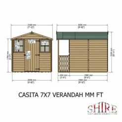 7' X 9' Shire Casita Wooden Summer House Including Veranda (2.16m X 2.72m) 16 7' X 9' Shire Casita Wooden Summer House Including Veranda (2.16m X 2.72m) -Garden Supplies Sales Shop 05 casv0707dsl 1aa shire casita wooden summerhouse with veranda drawing1 min