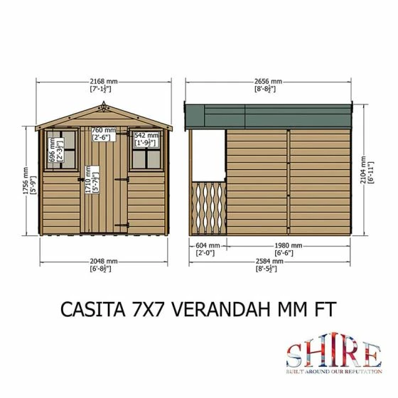 7' X 9' Shire Casita Wooden Summer House Including Veranda (2.16m X 2.72m) 5 7' X 9' Shire Casita Wooden Summer House Including Veranda (2.16m X 2.72m) - Image 3