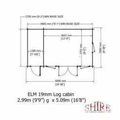 Shire Elm 5.1m X 3m Log Cabin With Side Shed (19mm) 26 Shire Elm 5.1m X 3m Log Cabin With Side Shed (19mm) -Garden Supplies Sales Shop 05 elma1017l19 1aa elm drawing2 min
