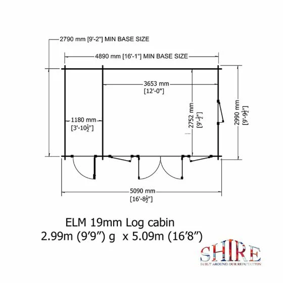 Shire Elm 5.1m X 3m Log Cabin With Side Shed (19mm) 7 Shire Elm 5.1m X 3m Log Cabin With Side Shed (19mm) - Image 5