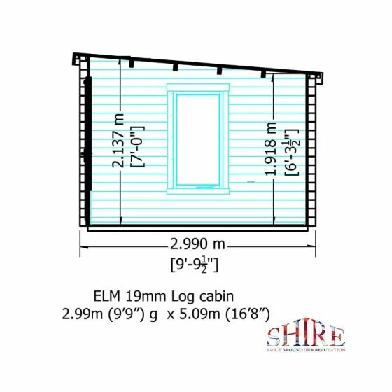 Shire Elm 5.1m X 3m Log Cabin With Side Shed (19mm) 8 Shire Elm 5.1m X 3m Log Cabin With Side Shed (19mm) - Image 6