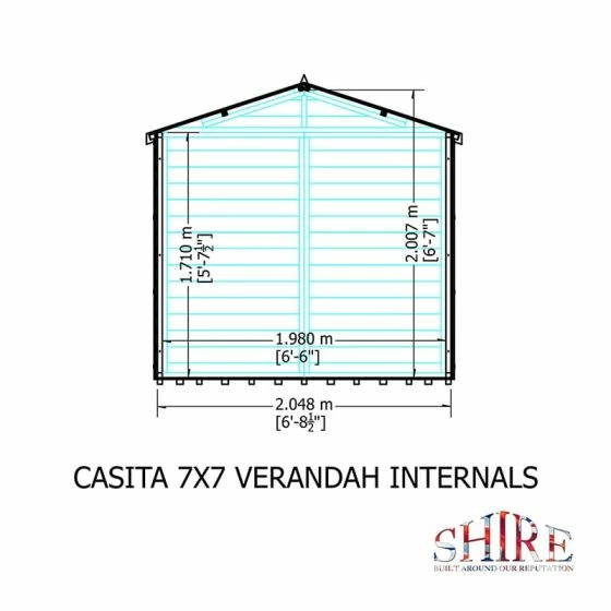 7' X 9' Shire Casita Wooden Summer House Including Veranda (2.16m X 2.72m) 9 7' X 9' Shire Casita Wooden Summer House Including Veranda (2.16m X 2.72m) - Image 7