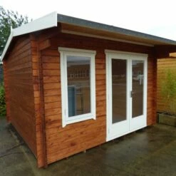 Shire Marlborough 3.6m X 2.4m Log Cabin Summerhouse (28mm) 27 Shire Marlborough 3.6m X 2.4m Log Cabin Summerhouse (28mm) -Garden Supplies Sales Shop 07 marl0812l28 1aa marlborough insitu4 min
