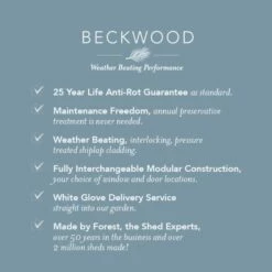 10' X 8' Forest Beckwood 25yr Guarantee Shiplap Pressure Treated Windowless Double Door Reverse Apex Wooden Shed (3.01m X 2.61m) 23 10' X 8' Forest Beckwood 25yr Guarantee Shiplap Pressure Treated Windowless Double Door Reverse Apex Wooden Shed (3.01m X 2.61m) -Garden Supplies Sales Shop 1 beckwood usps 1 11