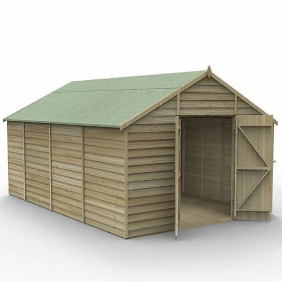 15' X 10' Forest 4Life 25yr Guarantee Overlap Pressure Treated Windowless Double Door Apex Wooden Shed (4.48m X 3.2m) 4 15' X 10' Forest 4Life 25yr Guarantee Overlap Pressure Treated Windowless Double Door Apex Wooden Shed (4.48m X 3.2m) - Image 2