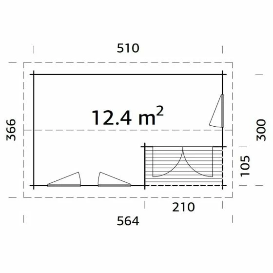 Palmako Susanna 5.3m X 3.2m Log Cabin Garden Building (44mm) 5 Palmako Susanna 5.3m X 3.2m Log Cabin Garden Building (44mm) - Image 3
