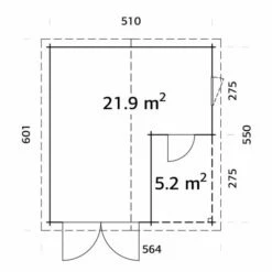 Palmako Roger 5.1m X 5.5m Log Cabin Garage (44mm) - Double Doors 19 Palmako Roger 5.1m X 5.5m Log Cabin Garage (44mm) - Double Doors -Garden Supplies Sales Shop 102482 palmako roger 5 1 x 5 5m garage drawing min