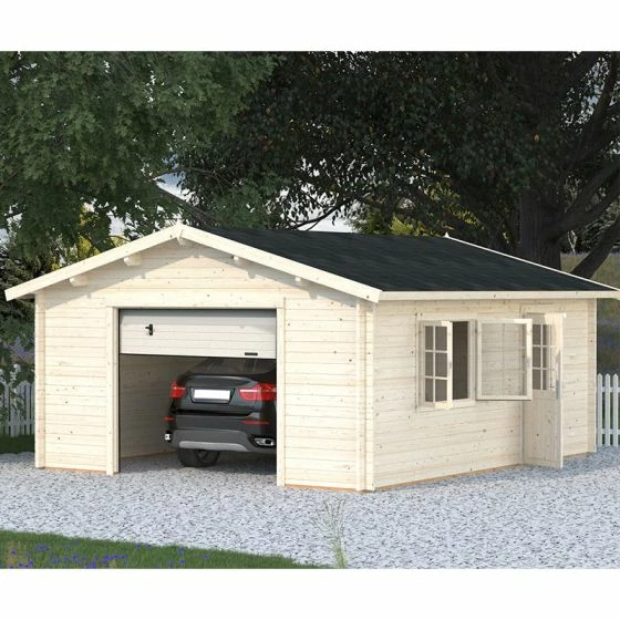 Palmako Roger 4.5m X 5.5m Extra Wide Log Cabin Single Garage (44mm) - Up And Over Door 3 Palmako Roger 4.5m X 5.5m Extra Wide Log Cabin Single Garage (44mm) - Up And Over Door