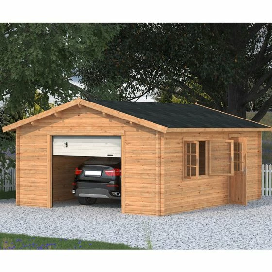 Palmako Roger 4.5m X 5.5m Extra Wide Log Cabin Single Garage (44mm) - Up And Over Door 10 Palmako Roger 4.5m X 5.5m Extra Wide Log Cabin Single Garage (44mm) - Up And Over Door - Image 8