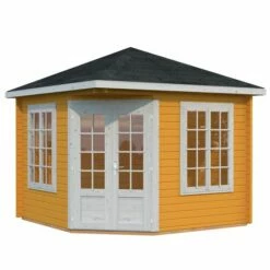 Palmako Melanie 3.5m X 3.5m Corner Log Cabin Summer House (44mm) 29 Palmako Melanie 3.5m X 3.5m Corner Log Cabin Summer House (44mm) -Garden Supplies Sales Shop 103732 palmako melanie 3 5 x 3 5m corner summerhouse cutout3 min
