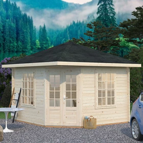 Palmako Melanie 3.5m X 3.5m Corner Log Cabin Summer House (44mm) 13 Palmako Melanie 3.5m X 3.5m Corner Log Cabin Summer House (44mm) - Image 11