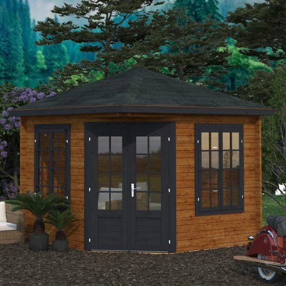 Palmako Melanie 3.5m X 3.5m Corner Log Cabin Summer House (44mm) 12 Palmako Melanie 3.5m X 3.5m Corner Log Cabin Summer House (44mm) - Image 10