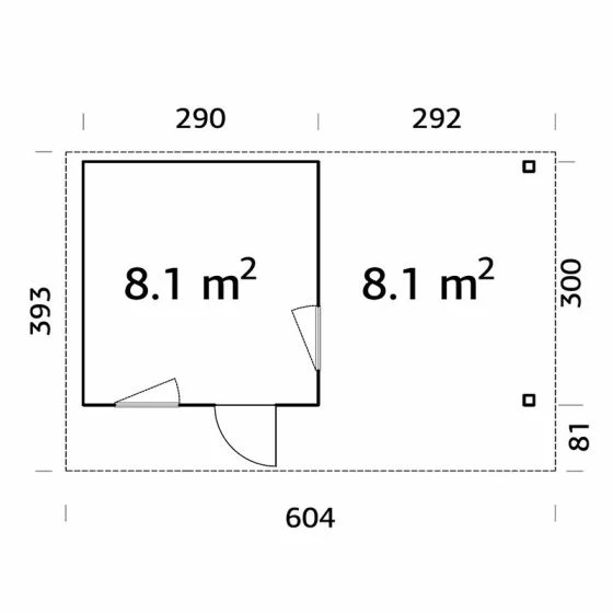 Palmako Grace 6m X 3.9m Pent Log Cabin With Gazebo (56mm) 4 Palmako Grace 6m X 3.9m Pent Log Cabin With Gazebo (56mm) - Image 2