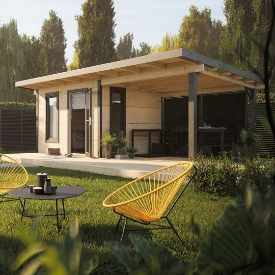 Palmako Grace 6m X 3.9m Pent Log Cabin With Gazebo (56mm) 3 Palmako Grace 6m X 3.9m Pent Log Cabin With Gazebo (56mm)