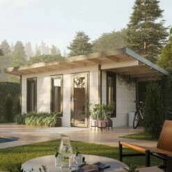 Palmako Grace 6m X 3.9m Pent Log Cabin With Canopy (56mm)