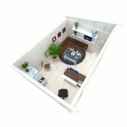 Palmako Simone 5m X 3.9m Pent Log Cabin (88mm) -Garden Supplies Sales Shop 109000 palmako simone 4 5 x 3 3m log cabin close up1 min