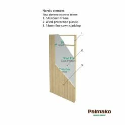 Palmako Simone 5m X 3.9m Pent Log Cabin (88mm) -Garden Supplies Sales Shop 109000 palmako simone 4 5 x 3 3m log cabin close up2 min