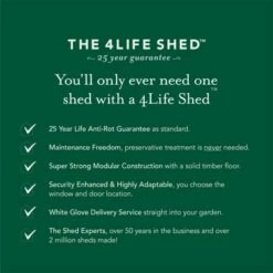 6' X 3' Forest 4Life 25yr Guarantee Overlap Pressure Treated Windowless Pent Wooden Shed (1.83m X 1.09m) 20 6' X 3' Forest 4Life 25yr Guarantee Overlap Pressure Treated Windowless Pent Wooden Shed (1.83m X 1.09m) -Garden Supplies Sales Shop 2 feature 4life min 4 13