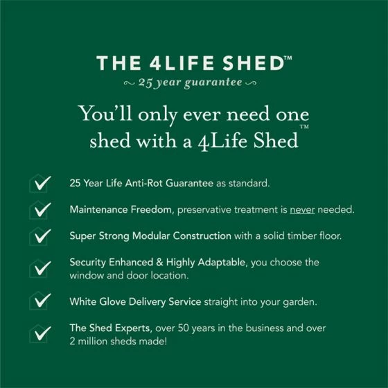 15' X 10' Forest 4Life 25yr Guarantee Overlap Pressure Treated Windowless Double Door Apex Wooden Shed (4.48m X 3.2m) 6 15' X 10' Forest 4Life 25yr Guarantee Overlap Pressure Treated Windowless Double Door Apex Wooden Shed (4.48m X 3.2m) - Image 4