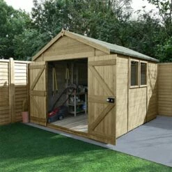 10' X 8' Forest Timberdale 25yr Guarantee Tongue & Groove Pressure Treated Double Door Apex Shed (3.06m X 2.52m)
