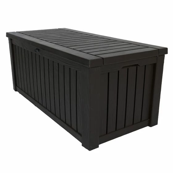 5'1 X 2'4 Keter Rockwood Plastic Garden Storage Box - Brown (1.55m X 0.72m) 6 5'1 X 2'4 Keter Rockwood Plastic Garden Storage Box - Brown (1.55m X 0.72m) - Image 4