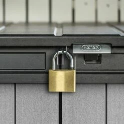 4'8 X 2'8 Keter Elite Duotech Garden Storage Box (1.41m X 0.82) 33 4'8 X 2'8 Keter Elite Duotech Garden Storage Box (1.41m X 0.82) -Garden Supplies Sales Shop 244762 keter elite duotech garden storage box close up3 min