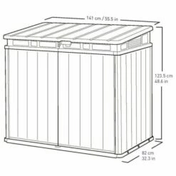 4'8 X 2'8 Keter Elite Duotech Garden Storage Box (1.41m X 0.82) 22 4'8 X 2'8 Keter Elite Duotech Garden Storage Box (1.41m X 0.82) -Garden Supplies Sales Shop 244762 keter elite duotech garden storage box drawing min 1