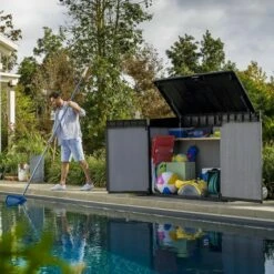 4'8 X 2'8 Keter Elite Duotech Garden Storage Box (1.41m X 0.82) 28 4'8 X 2'8 Keter Elite Duotech Garden Storage Box (1.41m X 0.82) -Garden Supplies Sales Shop 244762 keter elite duotech garden storage box insitu6 min