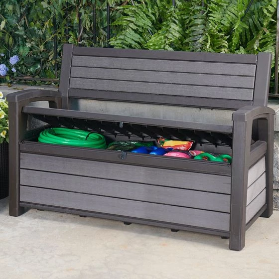 4'4 X 2' Keter Hudson Plastic Garden Storage Bench (1.33m X 0.61m) 4 4'4 X 2' Keter Hudson Plastic Garden Storage Bench (1.33m X 0.61m) - Image 2