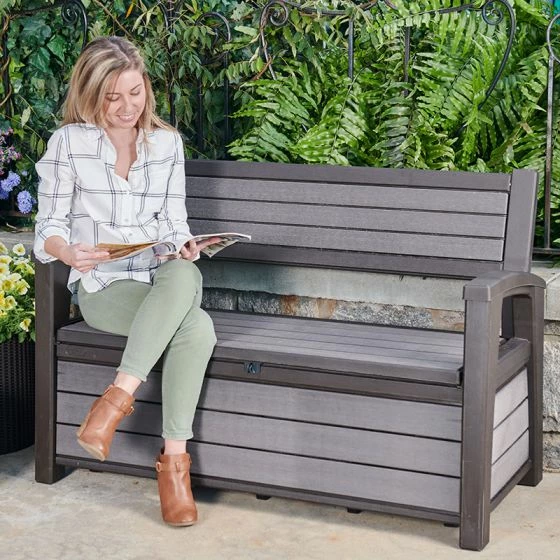 4'4 X 2' Keter Hudson Plastic Garden Storage Bench (1.33m X 0.61m) 7 4'4 X 2' Keter Hudson Plastic Garden Storage Bench (1.33m X 0.61m) - Image 5