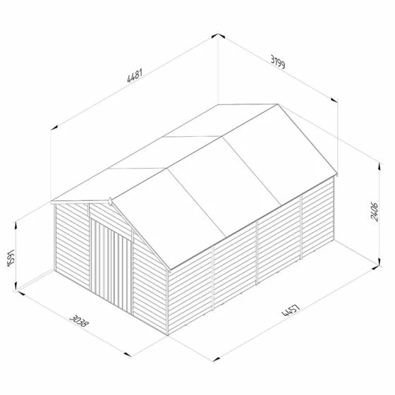 15' X 10' Forest 4Life 25yr Guarantee Overlap Pressure Treated Windowless Double Door Apex Wooden Shed (4.48m X 3.2m) 5 15' X 10' Forest 4Life 25yr Guarantee Overlap Pressure Treated Windowless Double Door Apex Wooden Shed (4.48m X 3.2m) - Image 3