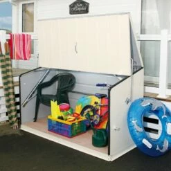 6'4 X 2'9 Trimetals Storeguard Metal Garden Storage Shed - Cream (1.95m X 0.88m)