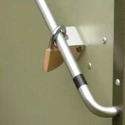 6'4 X 2'9 Trimetals Metal Bike Shed - Cream (1.95m X 0.88m) 11 6'4 X 2'9 Trimetals Metal Bike Shed - Cream (1.95m X 0.88m) -Garden Supplies Sales Shop 3130100 trimetals metal bike shed cream close up2 min