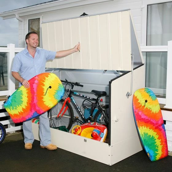 6'4 X 2'9 Trimetals Metal Bike Shed - Cream (1.95m X 0.88m) 5 6'4 X 2'9 Trimetals Metal Bike Shed - Cream (1.95m X 0.88m) - Image 3