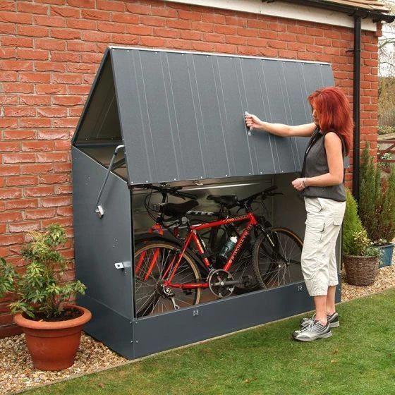 6'4 X 2'9 Trimetals Ramped Metal Bike Shed - Anthracite (1.96m X 0.89m) 3 6'4 X 2'9 Trimetals Ramped Metal Bike Shed - Anthracite (1.96m X 0.89m)