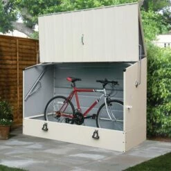 6'4 X 2'9 Trimetals Protect.a.Cycle Metal Bike Shed With Ramp - Cream (1.95m X 0.88m)
