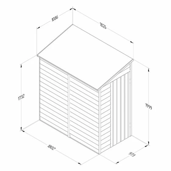 6' X 3' Forest 4Life 25yr Guarantee Overlap Pressure Treated Windowless Pent Wooden Shed (1.83m X 1.09m) 6 6' X 3' Forest 4Life 25yr Guarantee Overlap Pressure Treated Windowless Pent Wooden Shed (1.83m X 1.09m) - Image 4