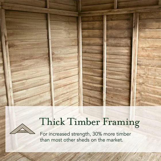 15' X 10' Forest 4Life 25yr Guarantee Overlap Pressure Treated Windowless Double Door Apex Wooden Shed (4.48m X 3.2m) 9 15' X 10' Forest 4Life 25yr Guarantee Overlap Pressure Treated Windowless Double Door Apex Wooden Shed (4.48m X 3.2m) - Image 7
