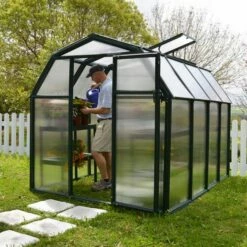 6'x8' Palram Canopia Rion EcoGrow Green Greenhouse With Resin Frame (2.04m X 2.63m)