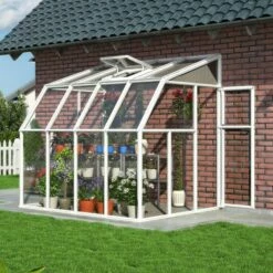 6'x8' Palram Canopia Rion White Lean To Greenhouse (1.8x2.4m)