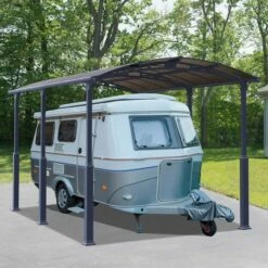 12' X 16' Palram Canopia Arcadia Alpine 5000 Grey Metal Carport (3.59m X 5.02m)