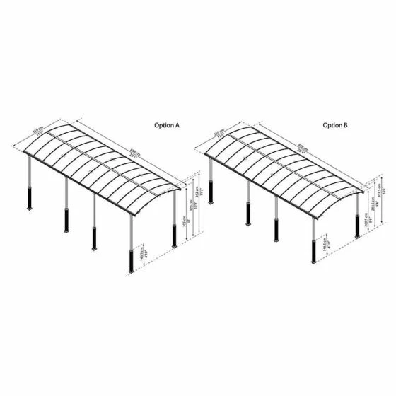 12' X 28' Palram Canopia Arcadia Alpine 8500 Grey Metal Carport (3.59m X 8.58m) 6 12' X 28' Palram Canopia Arcadia Alpine 8500 Grey Metal Carport (3.59m X 8.58m) - Image 4
