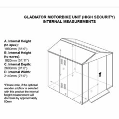 7'4 X 8'11 Asgard Gladiator Motorbike Garage (2.24m X 2.72m) 28 7'4 X 8'11 Asgard Gladiator Motorbike Garage (2.24m X 2.72m) -Garden Supplies Sales Shop asgglamot asgard gladiator motorbike metal garage drawing2 min 1