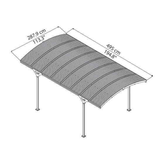 16'x10' (4.8x3m) Palram Canopia Grey Carport Atlas 5000 7 16'x10' (4.8x3m) Palram Canopia Grey Carport Atlas 5000 - Image 5