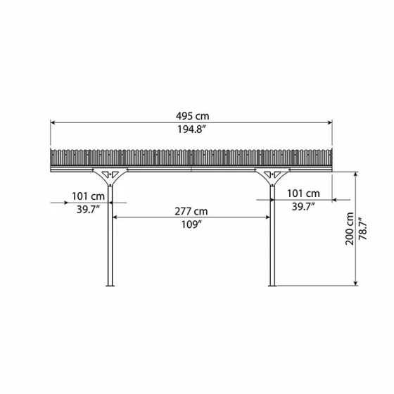 16'x10' (4.8x3m) Palram Canopia Grey Carport Atlas 5000 5 16'x10' (4.8x3m) Palram Canopia Grey Carport Atlas 5000 - Image 3